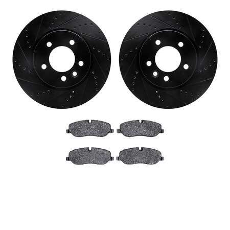 Dynamic Friction Co 8602-11010, Rotors-Drilled and Slotted-Black with 5000 Euro Ceramic Brake Pads, Zinc Coated 8602-11010